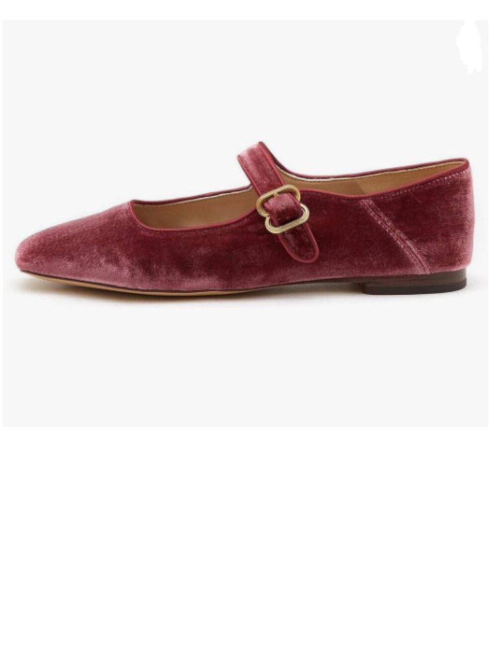 Velvet Mary Jane Flats in Rosewood with Buckle
